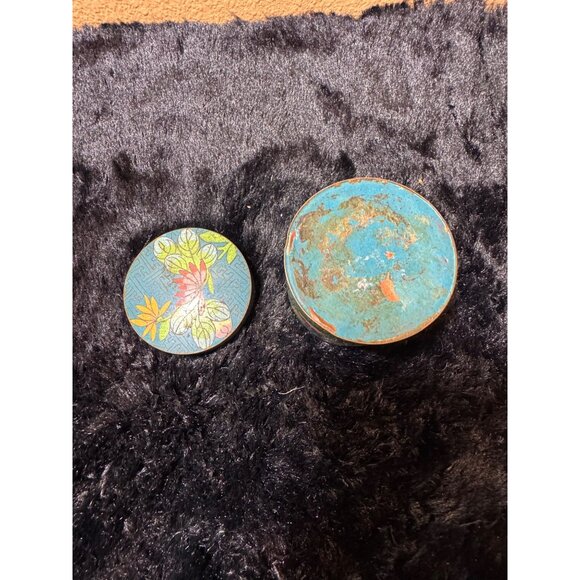 ANTIQUE CHINESE CLOISONNE TEA CADDY SNUFF CYLINDRICAL BOX TEA - Picture 5 of 13